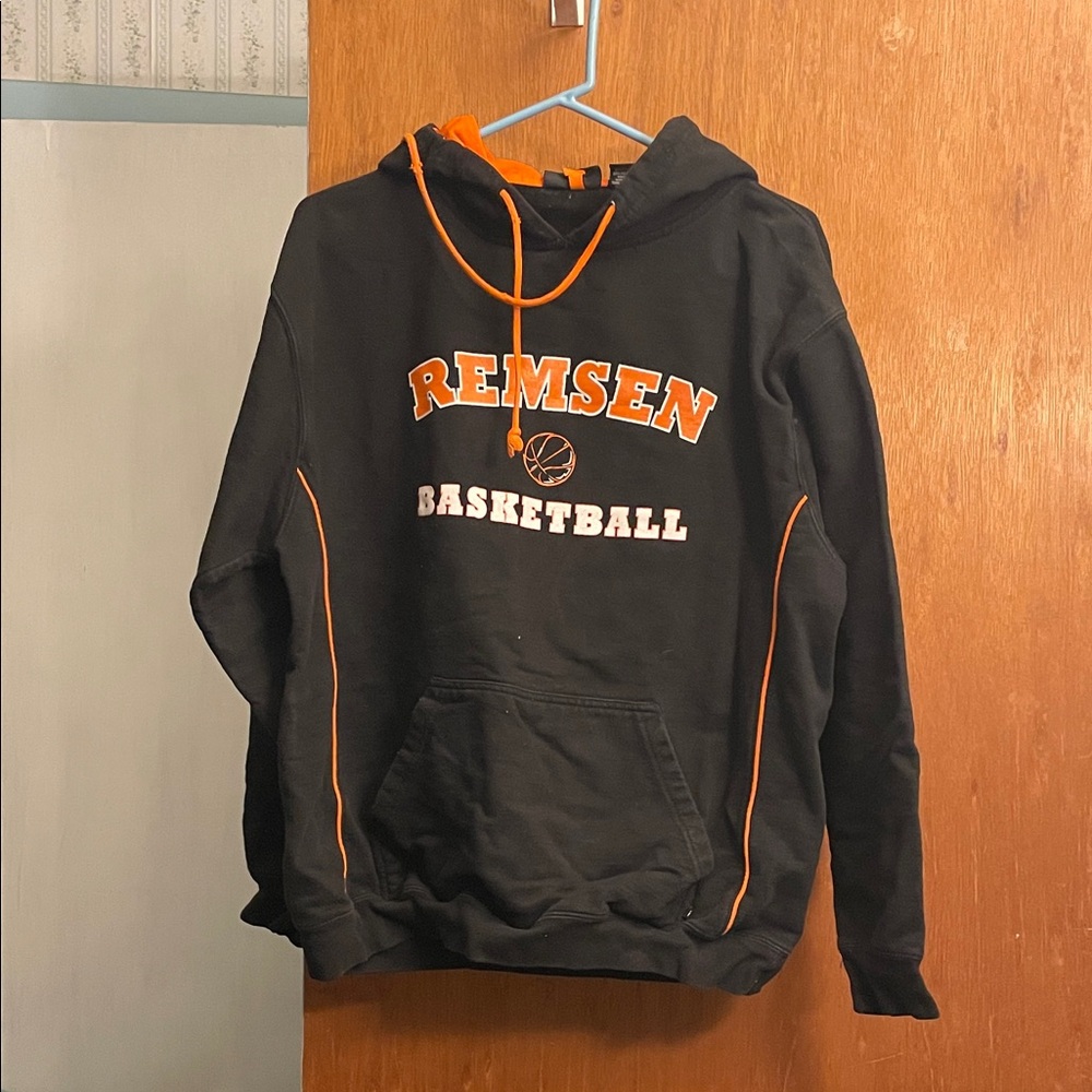 Remsen Men's Black and Orange Basketball Sweater